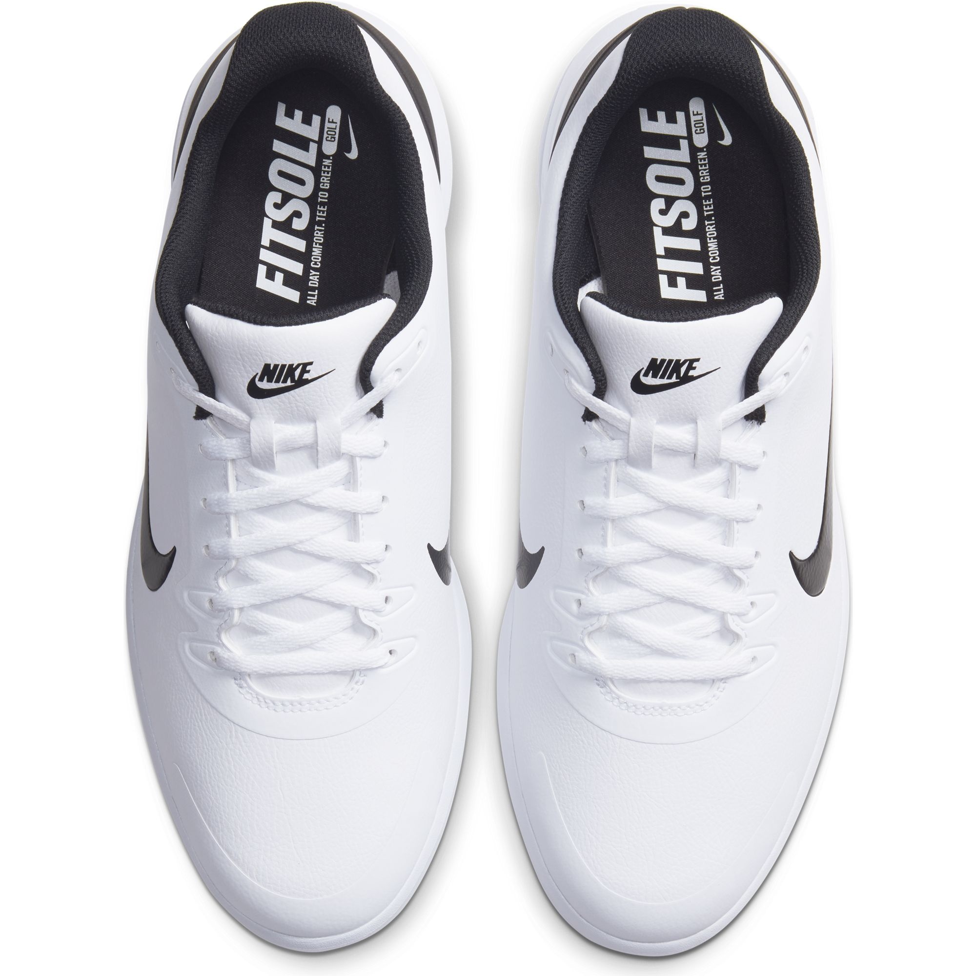 white and black nike golf shoes