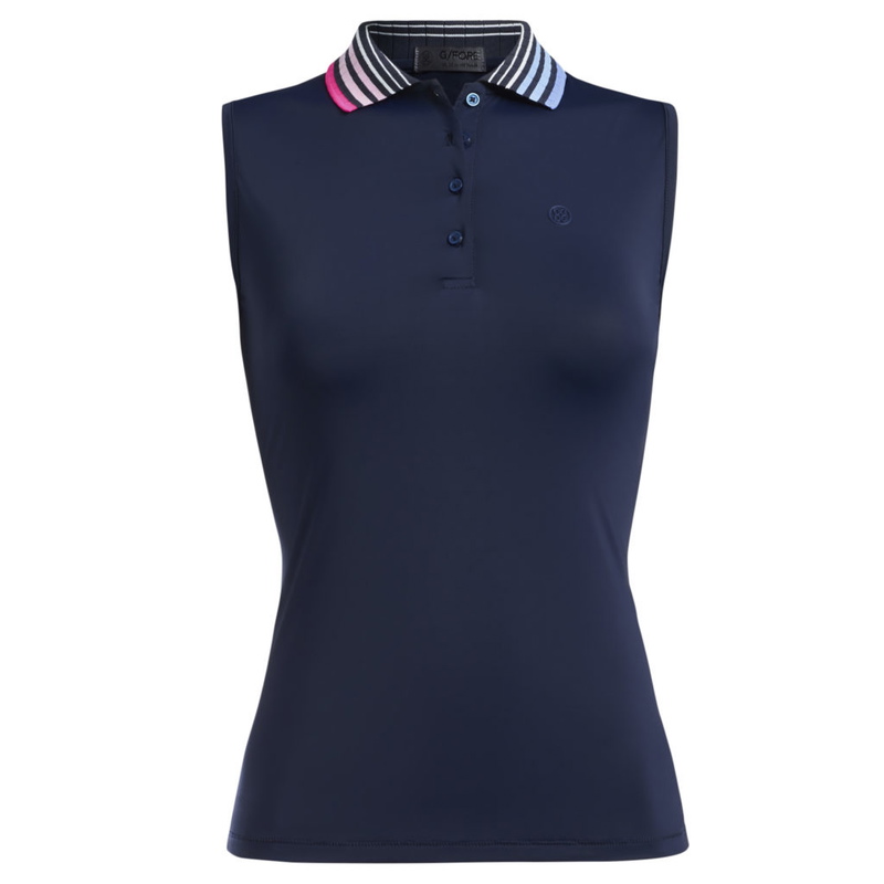 G/Fore | G4LS22K91 | Ladies | Pleated Collar Sleeveless Polo | Twilight