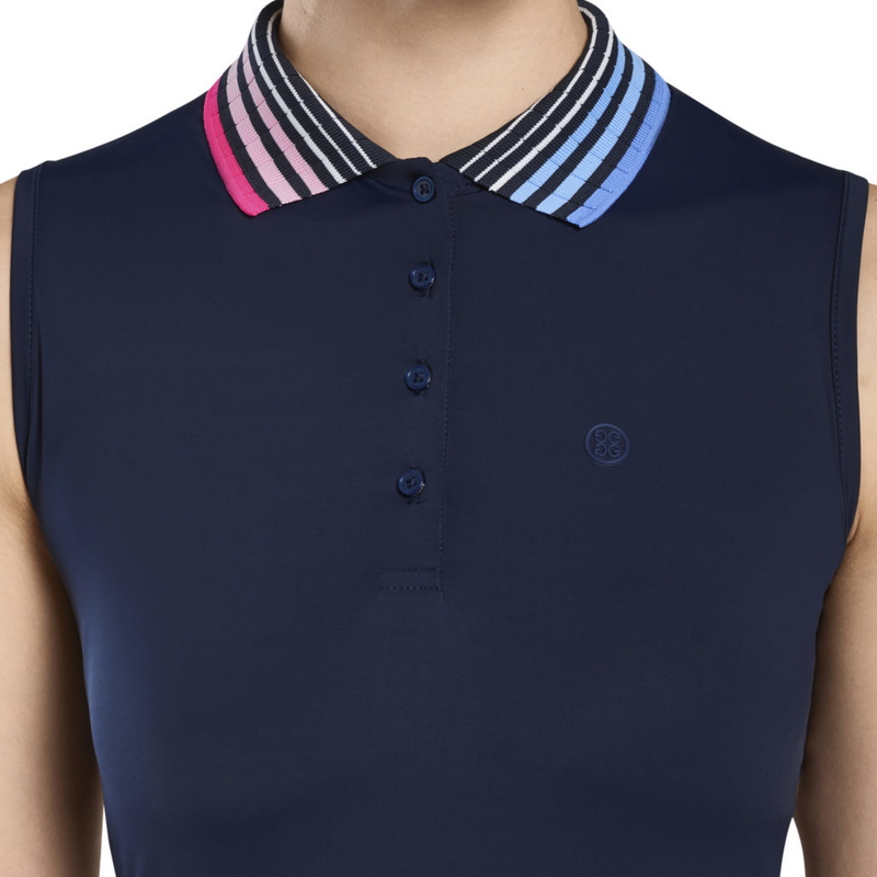 G/Fore | G4LS22K91 | Ladies | Pleated Collar Sleeveless Polo | Twilight