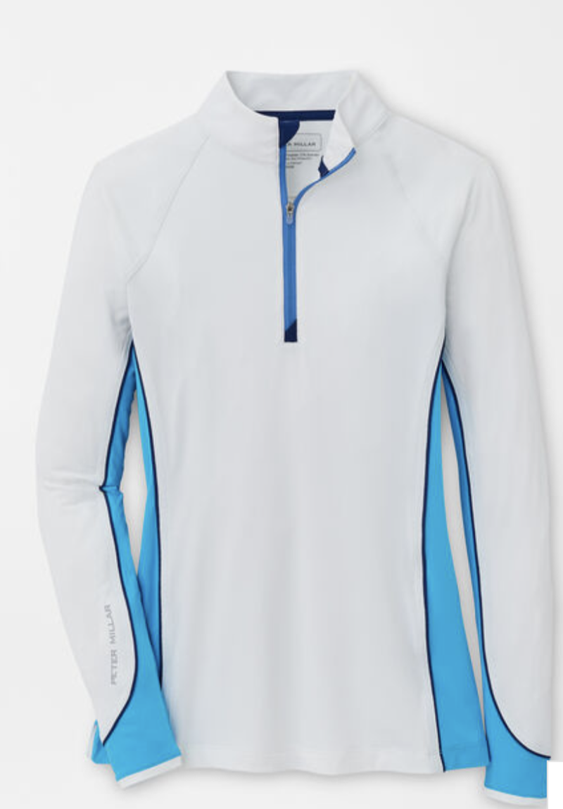 Peter Millar | LS22EK07 | Ladies | Lightweight Sun Shirt | White Sport / Navy / Cyan