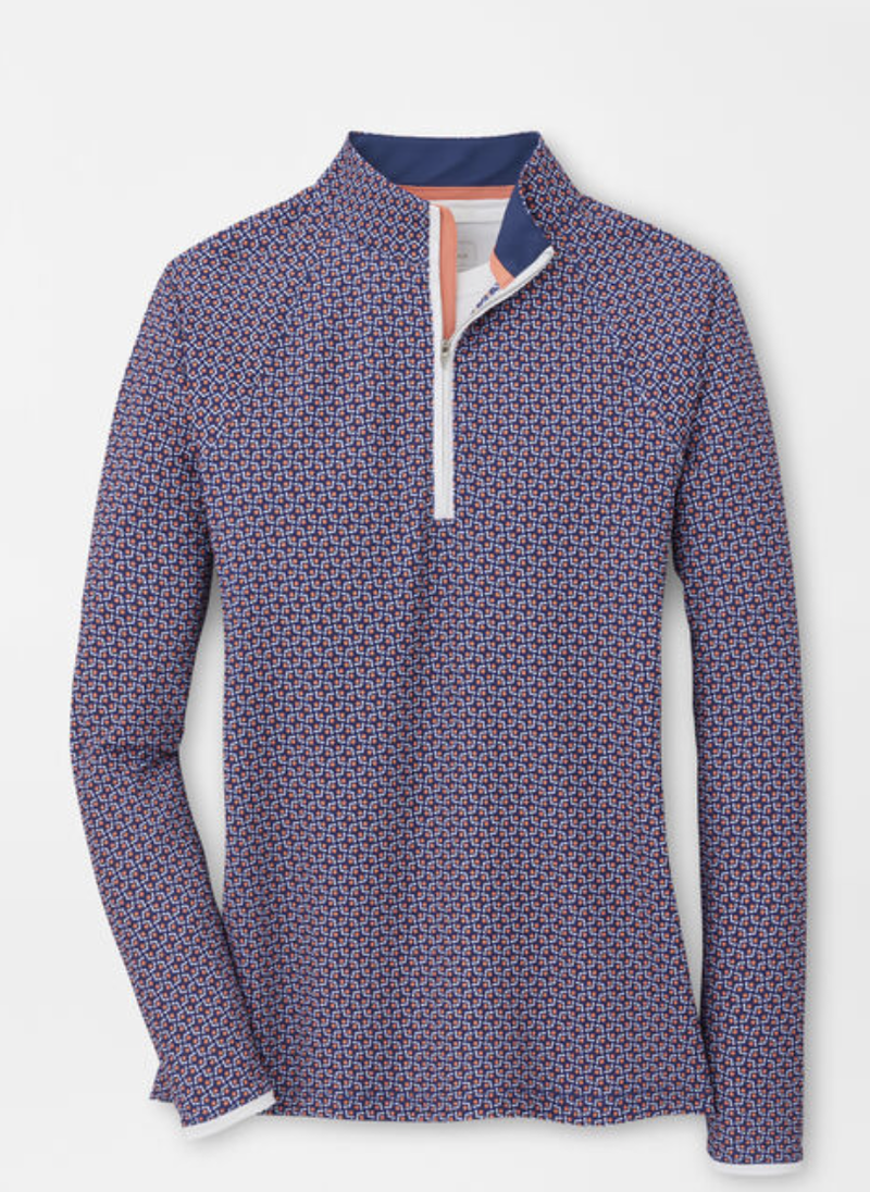 Peter Millar | LS22EK42 | Ladies Raglan Sleeve Perth Layer | Retro Floral Sport Navy