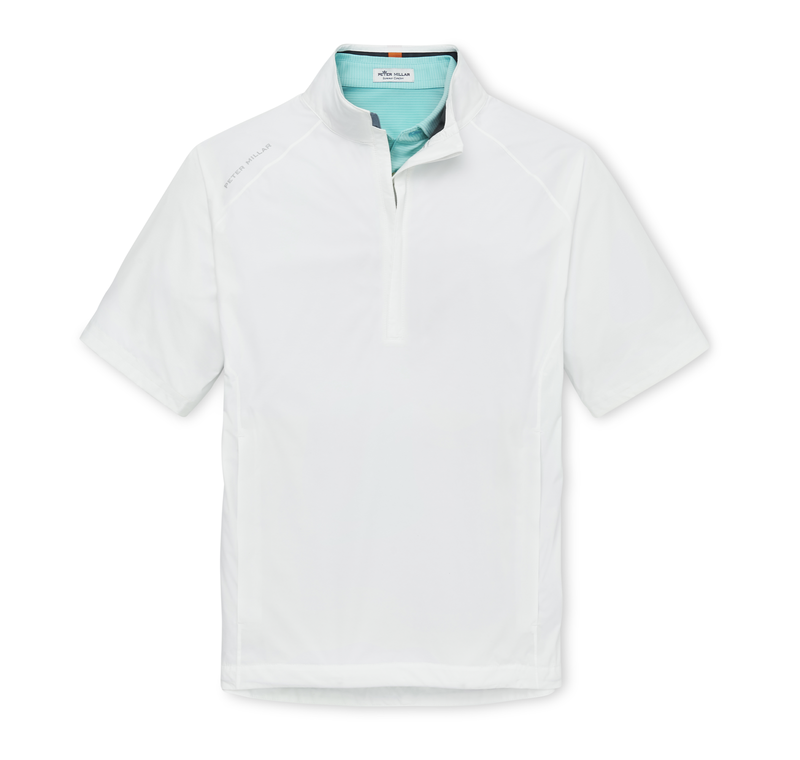 Peter Millar | MS22ez02 | Shield Short Sleeve Half-Zip Rain Shell | White