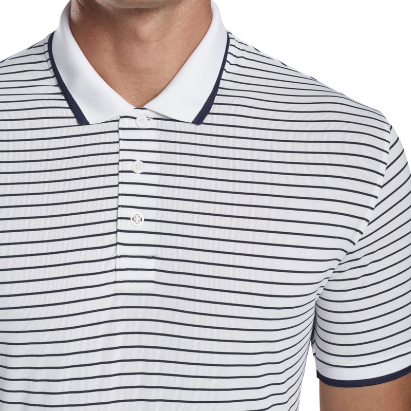 G/Fore | G4MS21K04 | Mens | Perforated Wide Stripe Polo  | Snow