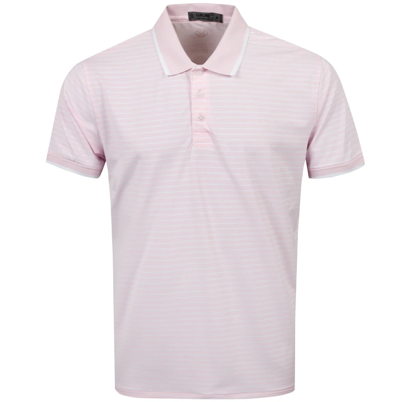 G/Fore | G4MS21K04 | Mens | Perforated Wide Stripe Polo  | Blush