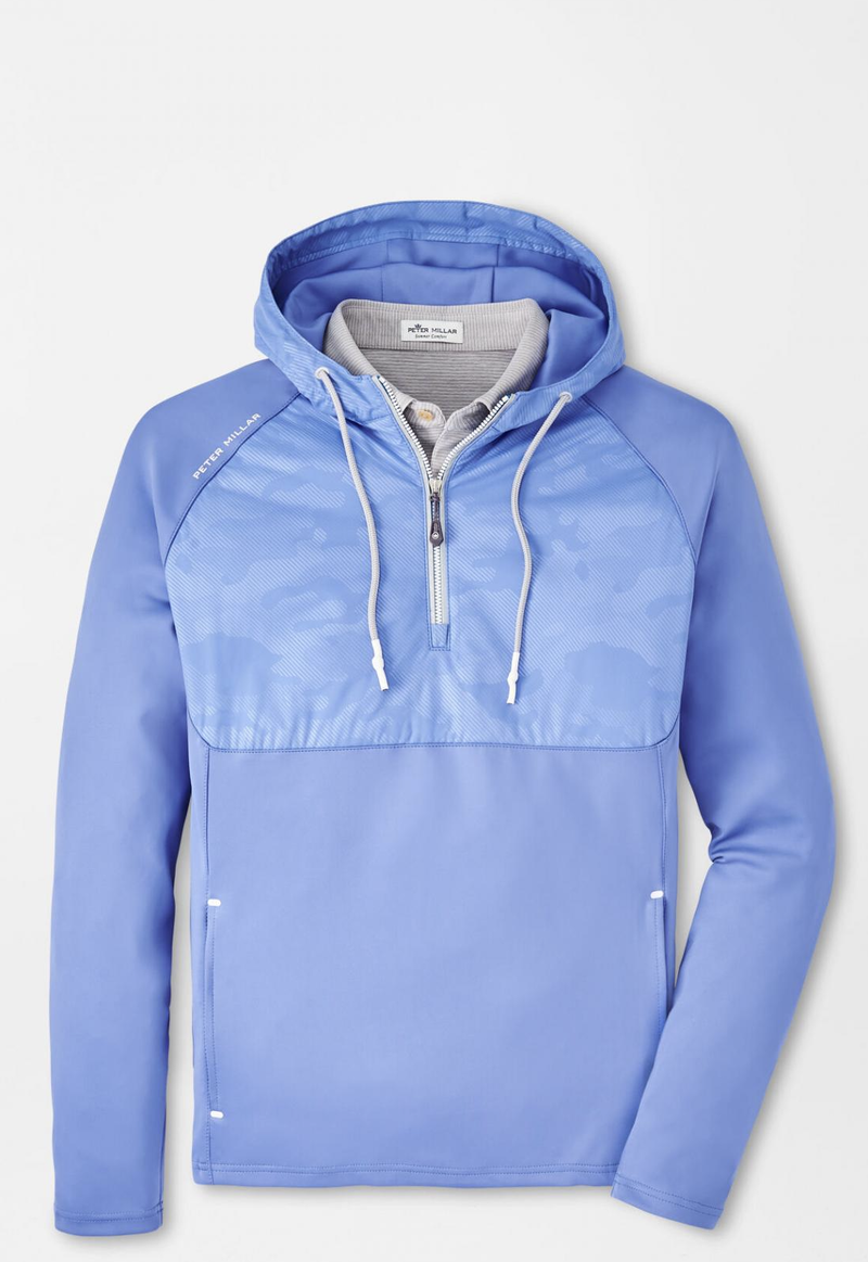 Peter Millar | MS22EZ53A | Mens | Hyperlight Weld Hybrid Half-Zip Hoodie | Blue Batik
