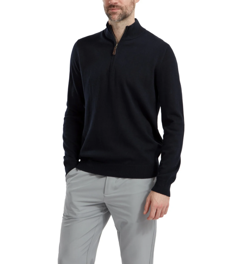 Footjoy | 90210 | Wool Blend 1/2 Zip Lined Pullover | Navy
