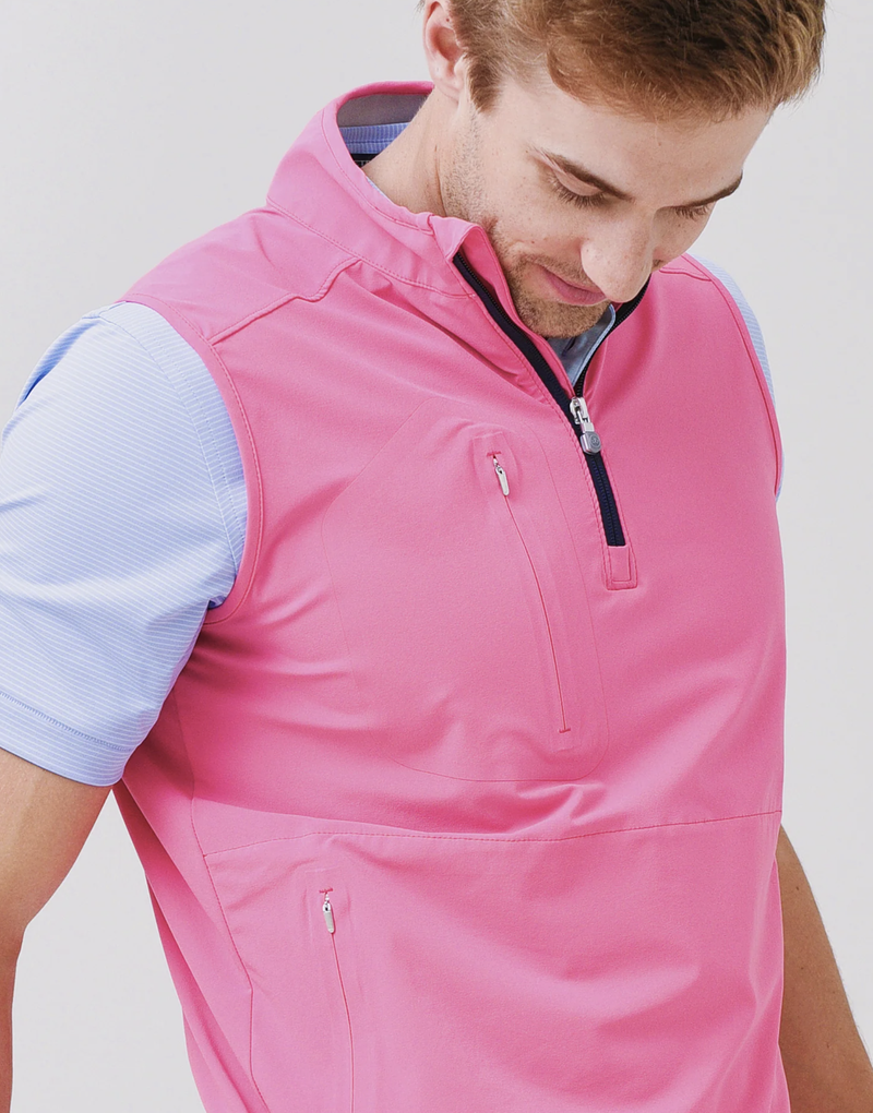 Peter Millar | MS22EZ502 | Mens | Flex Adapt Half-Zip Pover Vest |  Begonia