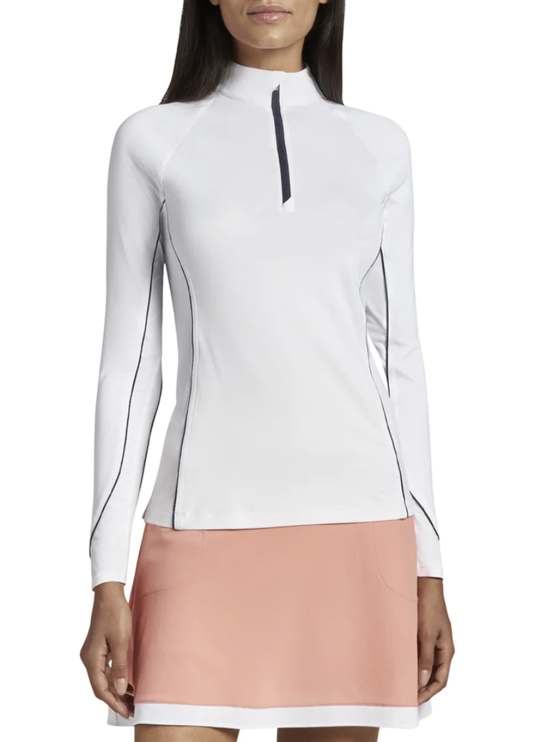 Peter Millar | LE0EK07 | Ladies Lightweight Sun Shirt | White/Navy | Front vieuw