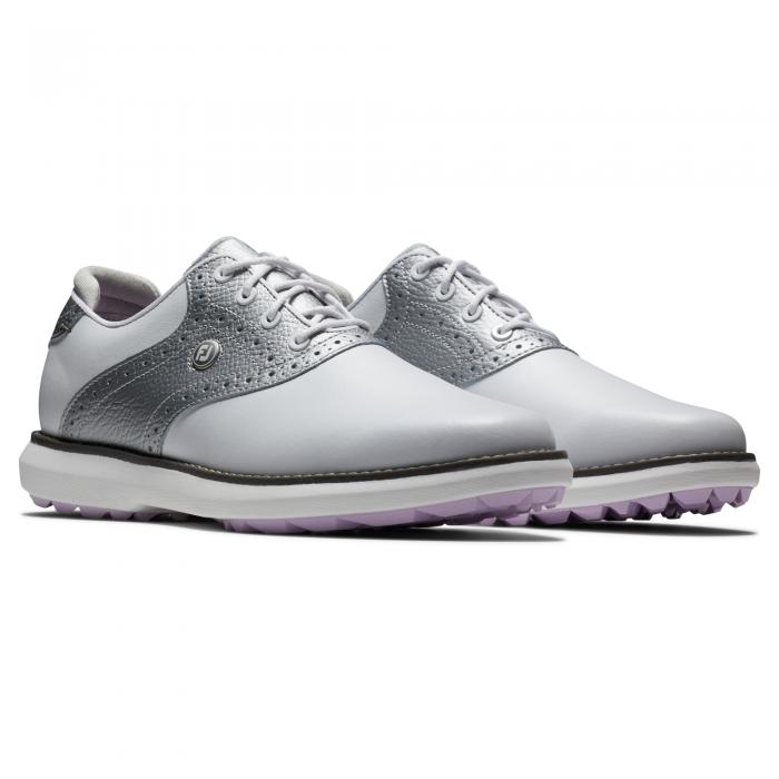 Footjoy | 97990 | Traditions Spikeless | White / Silver / Purple