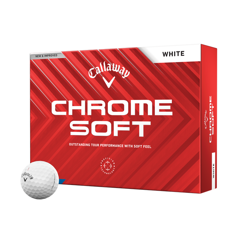 Chrome | Soft | Golf | Balls | frontview box with one ball