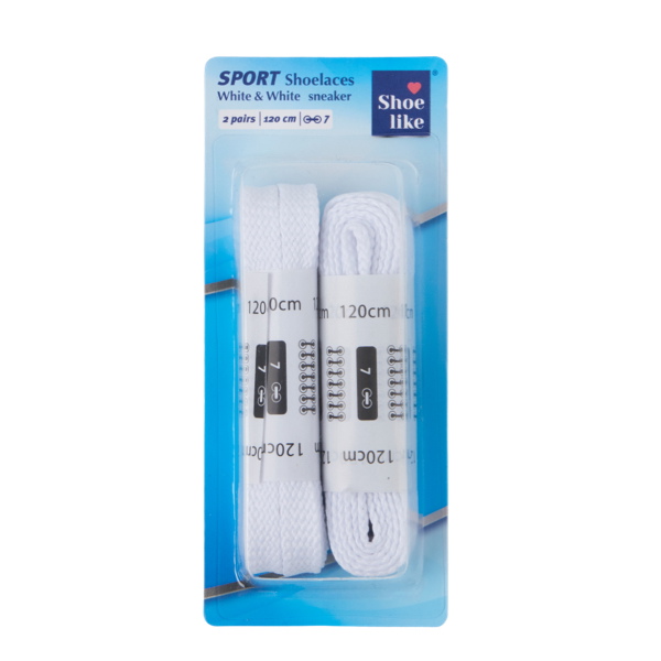 Sport Shoelaces White & White 120 CM 6-7