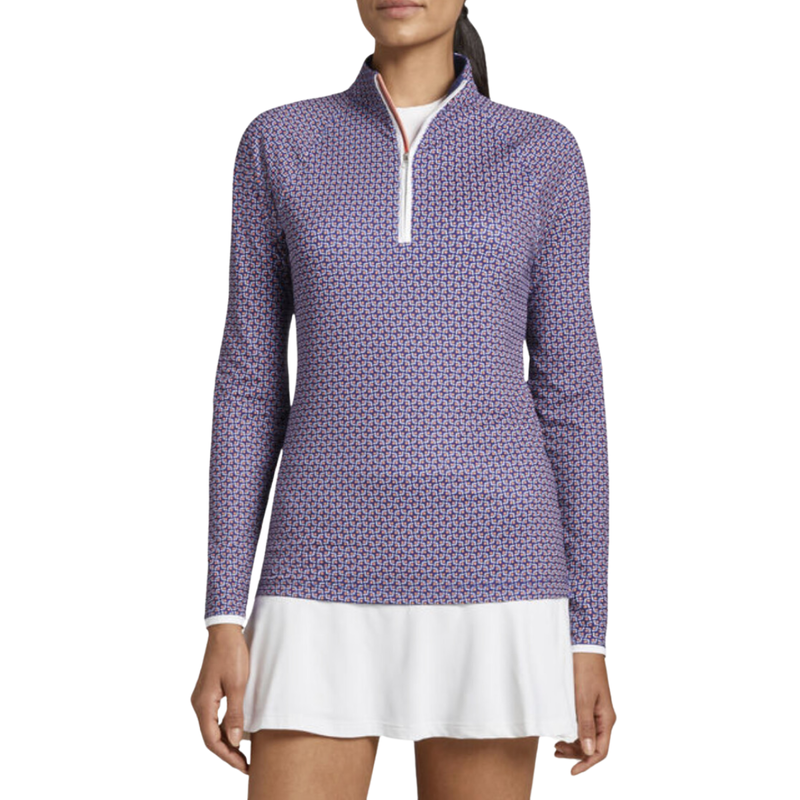 Peter Millar | LS22EK42 | Ladies Raglan Sleeve Perth Layer | Retro Floral Sport Navy