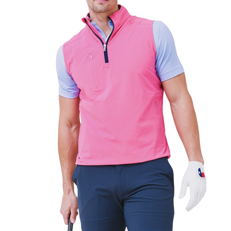 Peter Millar | MS22EZ502 | Mens | Flex Adapt Half-Zip Pover Vest |  Begonia