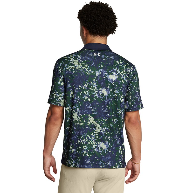 Under Armour | 1383715-383 |  T2G Printed Polo-Retro Green / Midnight Navy / Midnight Navy back  view