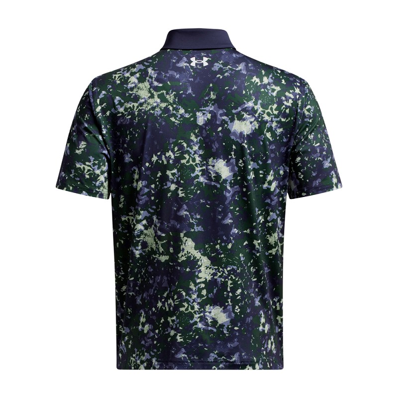 Under Armour | 1383715-383 |  T2G Printed Polo-Retro Green / Midnight Navy / Midnight Navy back view
