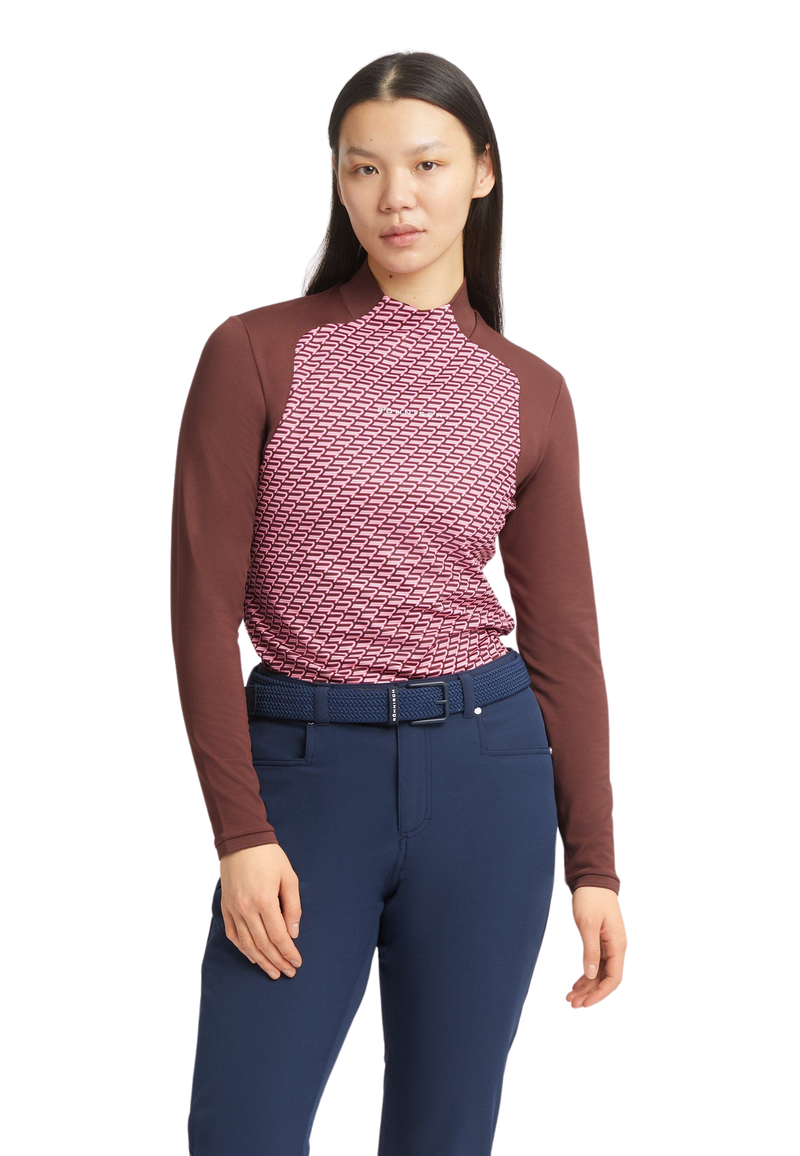 Rohnisch | 112214 | Ellie Brushed LS Top | Carmine Rose Retro R Mono front view