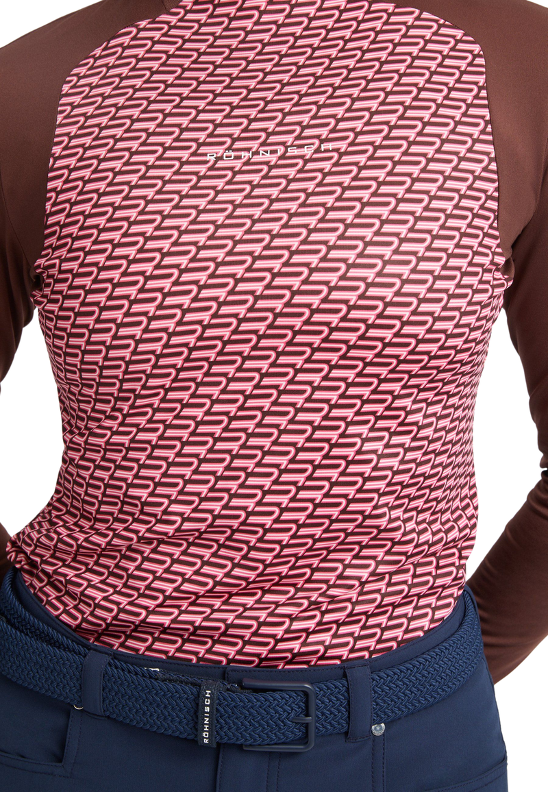 Rohnisch | 112214 | Ellie Brushed LS Top | Carmine Rose Retro R Mono front view