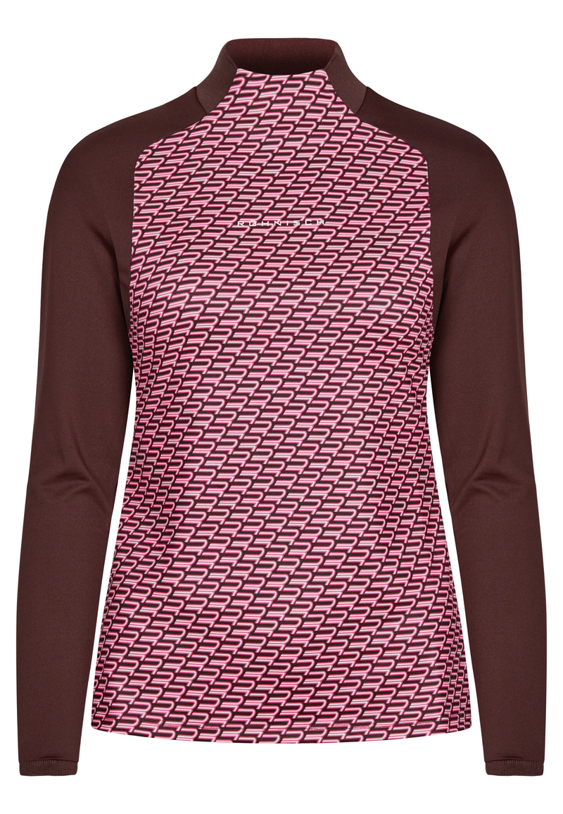 Rohnisch | 112214 | Ellie Brushed LS Top | Carmine Rose Retro R Mono back view