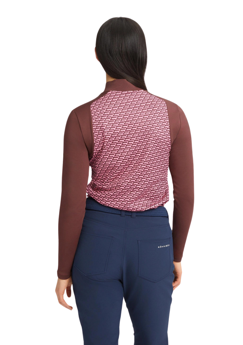 Rohnisch | 112214 | Ellie Brushed LS Top | Carmine Rose Retro R Mono back view