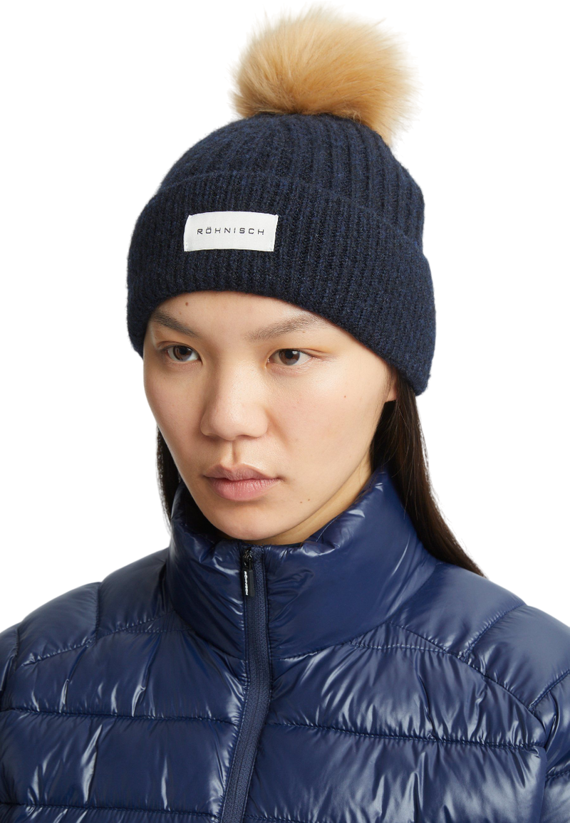 Rohnisch | 111739 | Pom Rib Beanie | Navy front view