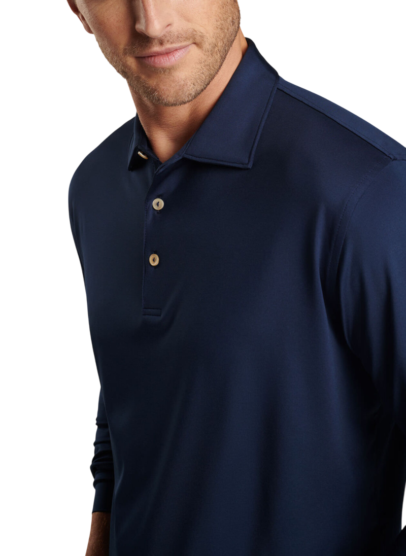 Peter Millar | me0ek01sls | Performance Long-Sleeve Jersey Polo | Navy