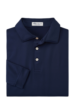 Peter Millar | me0ek01sls | Performance Long-Sleeve Jersey Polo | Navy