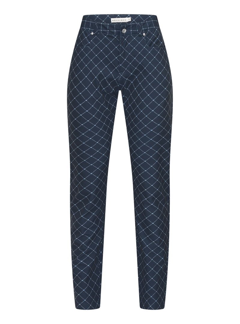 Rohnisch | 112019 | Chie Comfort Pants 32 | Micro R Check / Navy