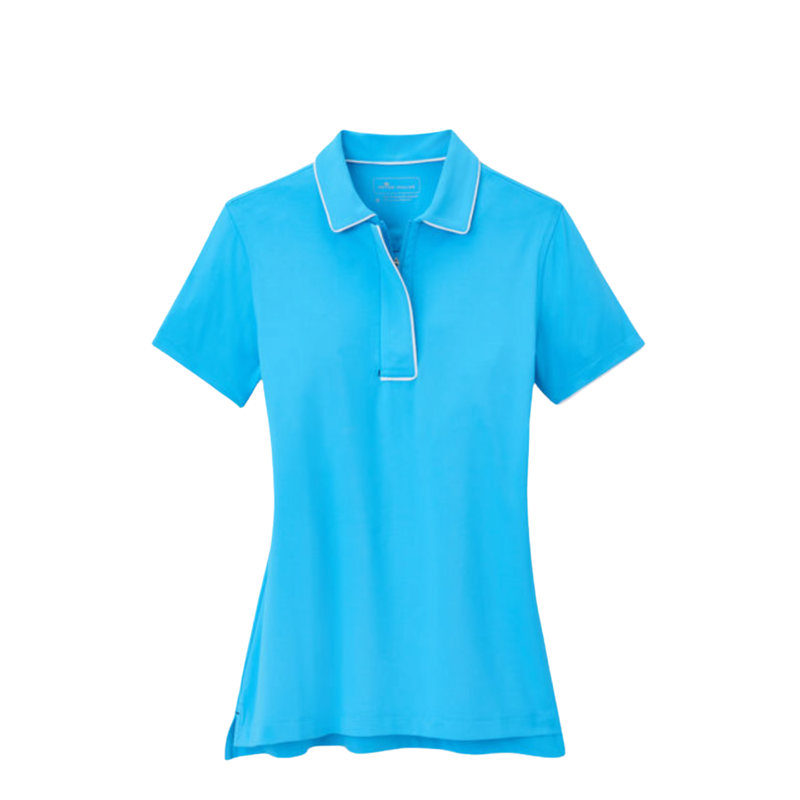 Peter Millar | LS22EK61S | Ladies | Piped Hidden Placket Polo | Cyan / White