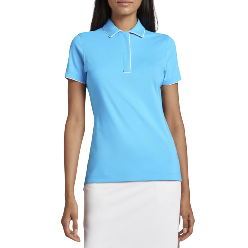 Peter Millar | LS22EK61S | Ladies | Piped Hidden Placket Polo | Cyan / White