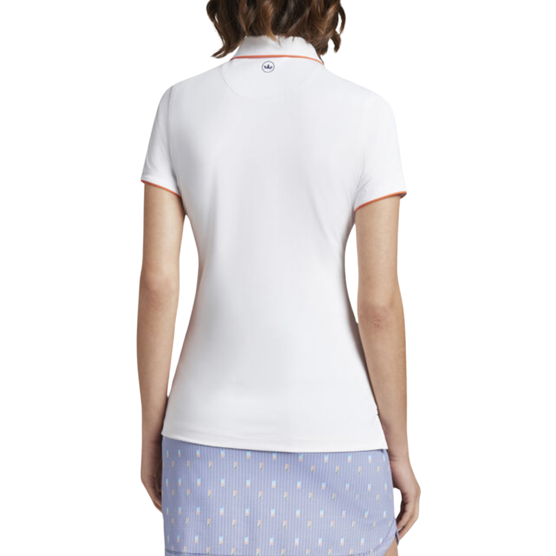Peter Millar | LS22EK61S | Ladies | Piped Hidden Placket Polo | White / Vermillion