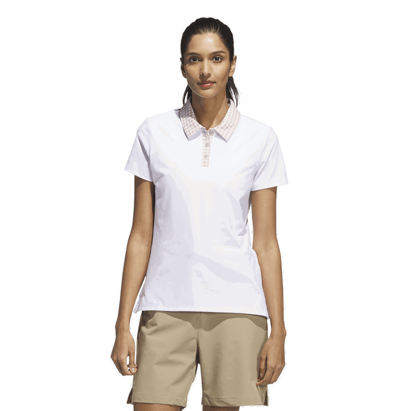 Adidas | JN8356 | Ultimate365 Gingham Short Sleeve Polo Shirt | White