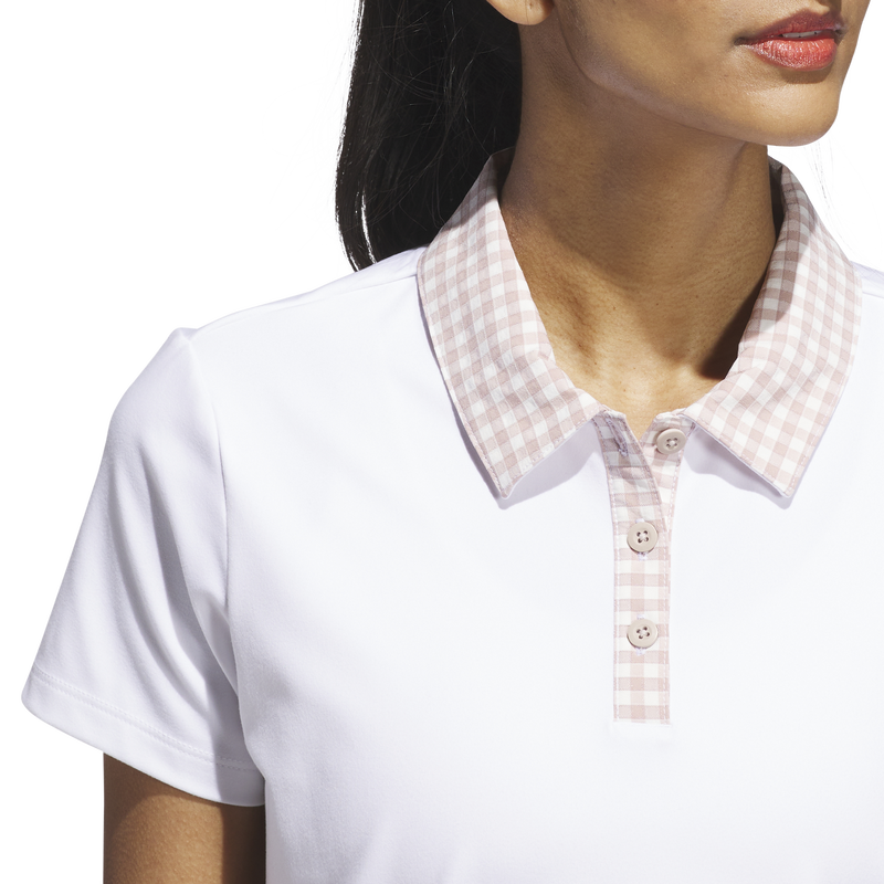Adidas | JN8356 | Ultimate365 Gingham Short Sleeve Polo Shirt | White