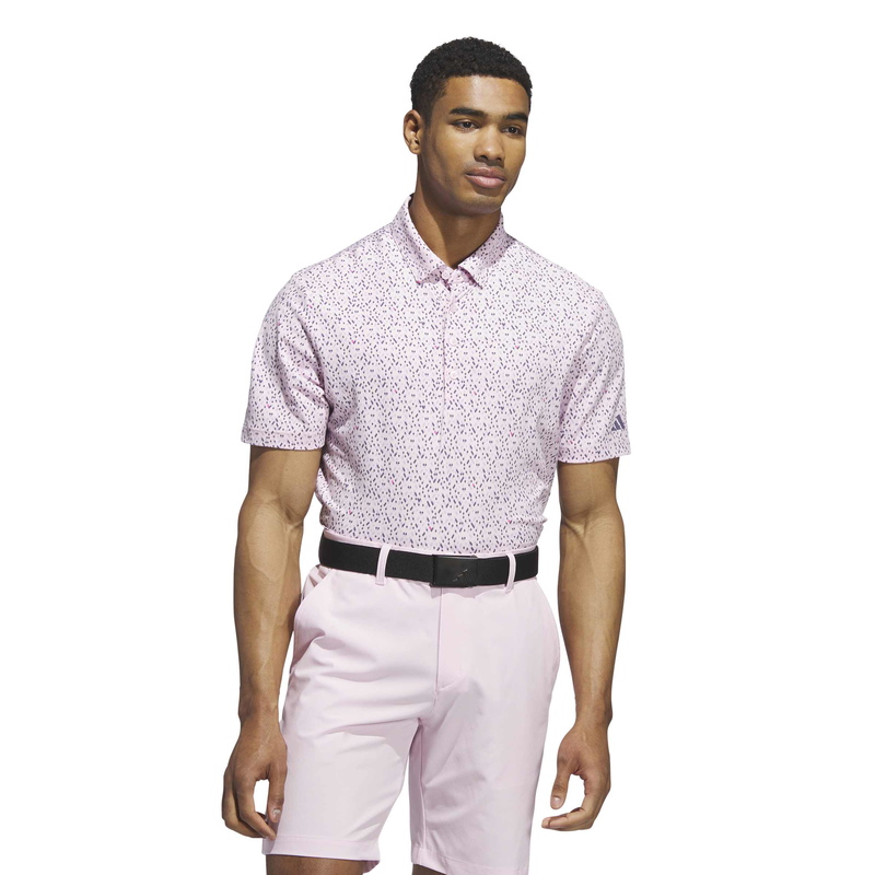 Adidas | JL5272 | Ultimate365 Micro Argyle Polo Shirt | Clear Pink / Preloved Violet