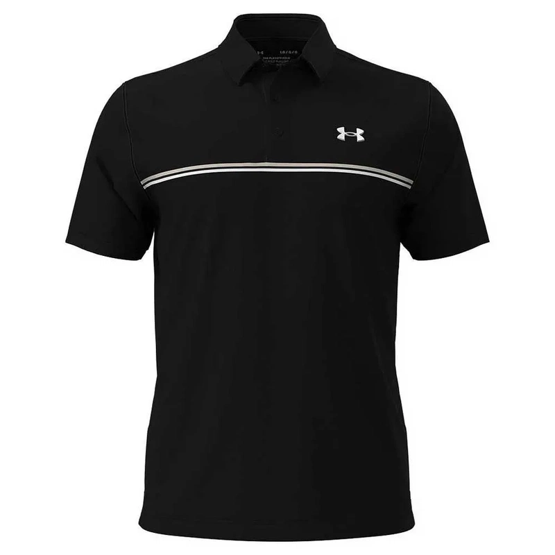 Under Armour | 1378676-007 | Playoff 3.0 Stripe Polo | Black / Summit White / White front view